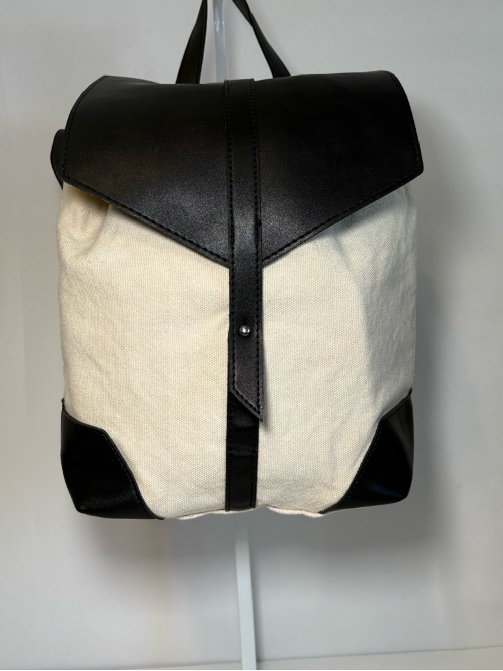 Canvas and Black Faux Leather Men’s Backpack